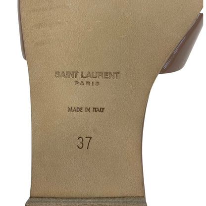 Saint Laurent YSL Tribute Nu Pieds Flat Sandal Patent Leather Nude Size 37