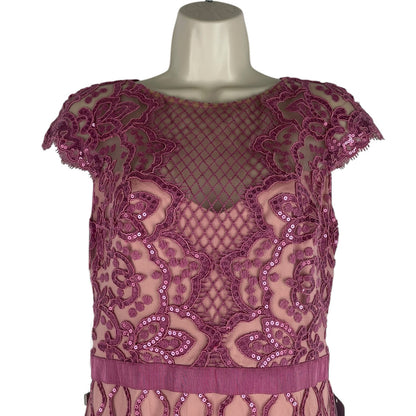 Tadashi Shoji Miranda Sequin Embroidered Cocktail Dress Mauve Size 4