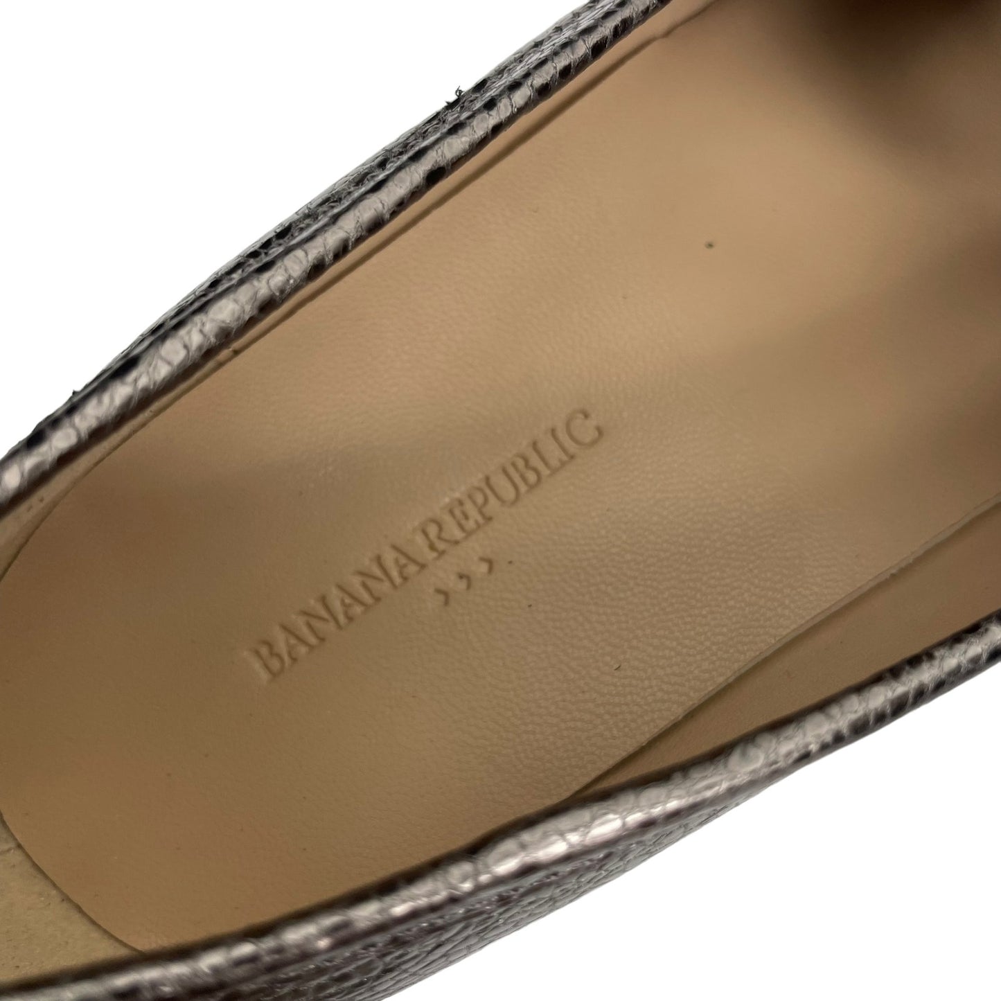 Banana Republic Lug Sole Metallic Loafers Pewter Brown Size 6