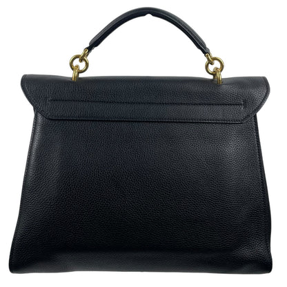 Salvatore Ferragamo Large Margot Gancini Leather Top Handle Bag Black