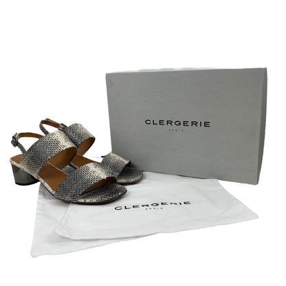 Robert Clergerie Leonie Snake Print Double Strap Sandals Cobra Size 40.5