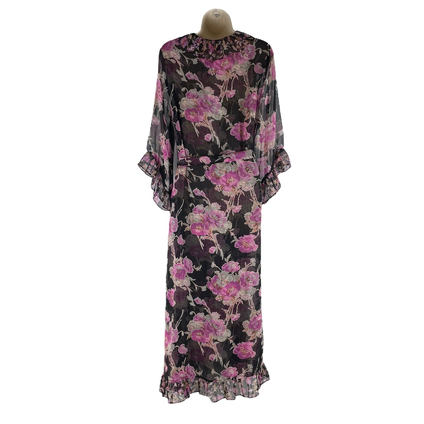 MISA Los Angelos Naia Floral Print Chiffon Wrap Midi Dress Size XS