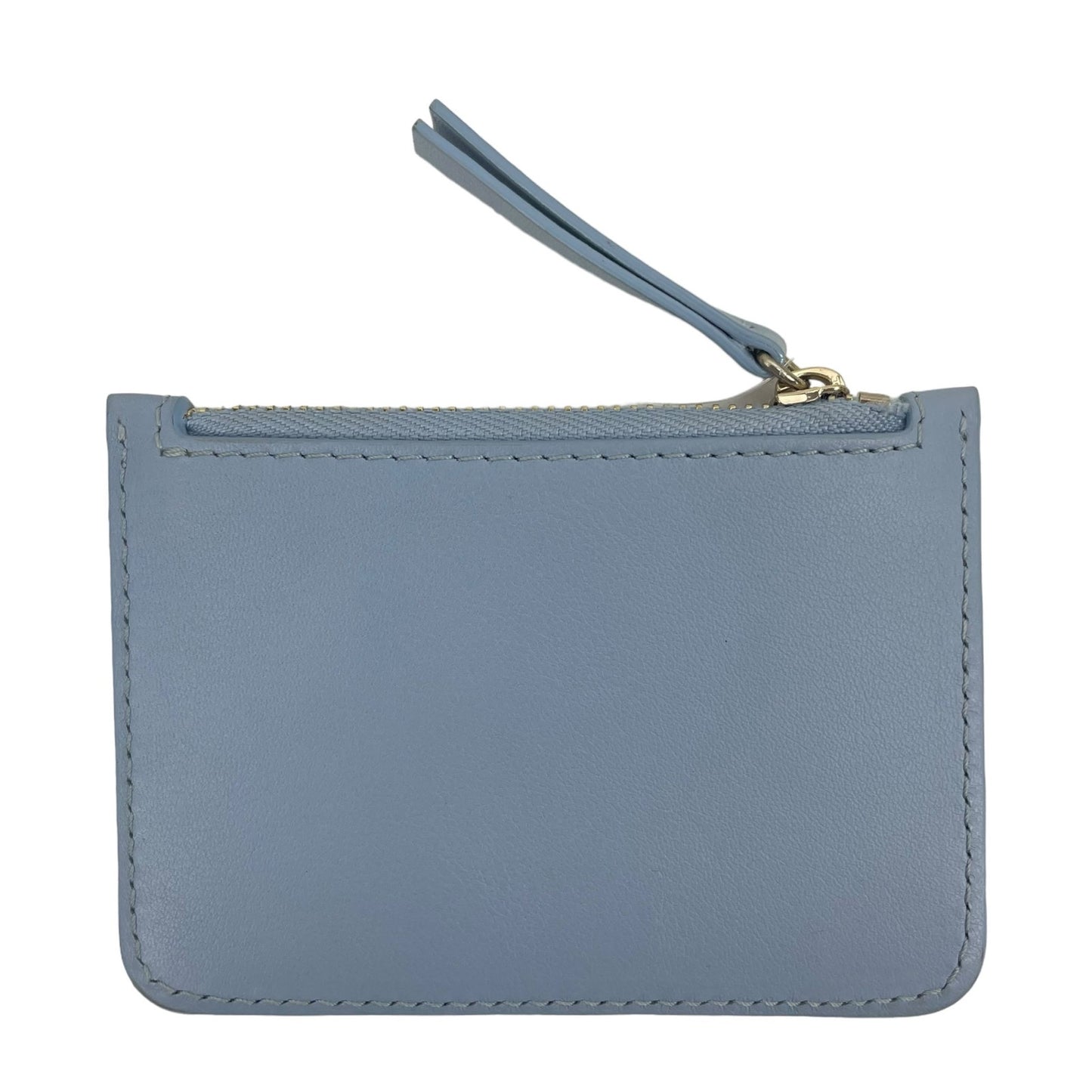 Carolina Herrera Calfskin Leather Zip Coin Wallet Cardholder Light Blue