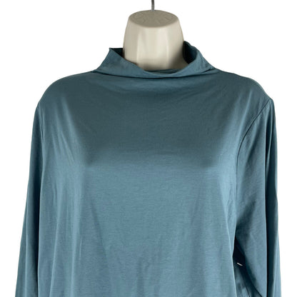 Jason Wu Mock Neck Long Sleeve Soft Jersey Top Teal Green Size 1X