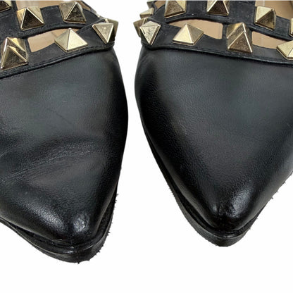 Valentino Garavani Rockstud Caged Leather Ballet Flats Black Size 38