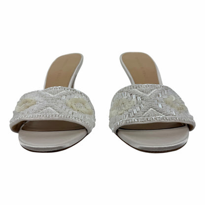 Veronica Beard Braxton Beaded Mule Sandal Coconut White Size 9M