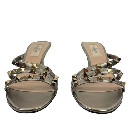 Valentino Garavani Rockstud Asymmetrical 60mm Sandal Bronze Size 36.5