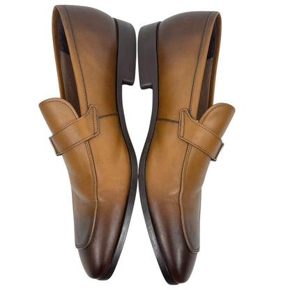 Salvatore Ferragamo Benson Burnished Side Buckle Leather Loafer Size 11E