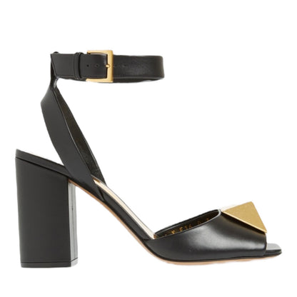 Valentino Garavani One Stud 90 Ankle Strap Sandals Black Size 36.5