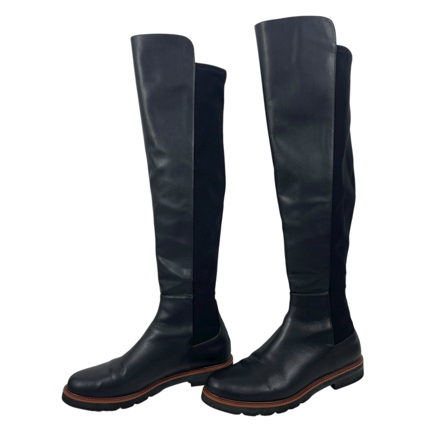 Stuart Weitzman Over the Knee Adrina City Boots Black Leather Size 10.5