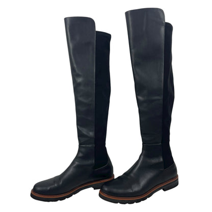 Stuart Weitzman Over the Knee Adrina City Boots Black Leather Size 10.5