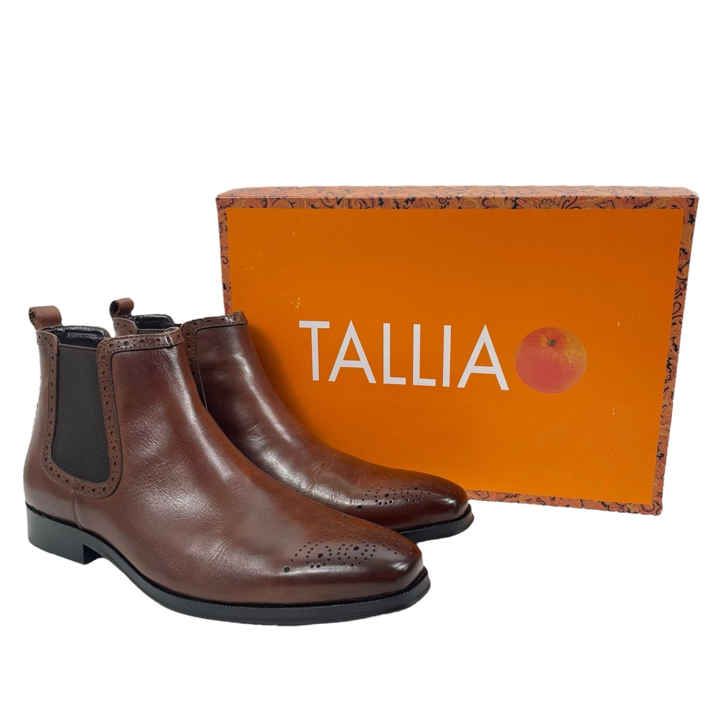 Tallia Samuele Chukka Leather Boots Medallion Toe Congac Brown Size 8M