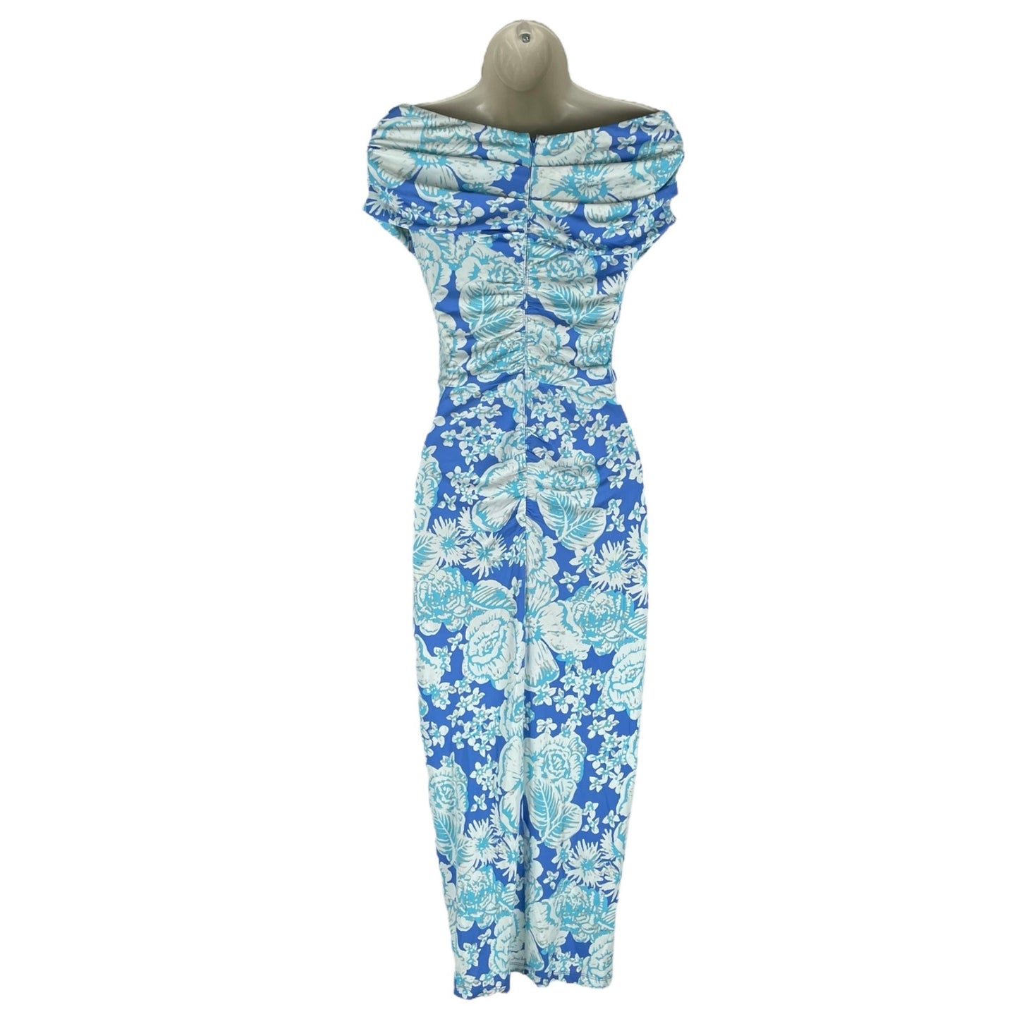 Diane von Furstenberg Stephen Off Shoulder Midi Dress Blue Size S