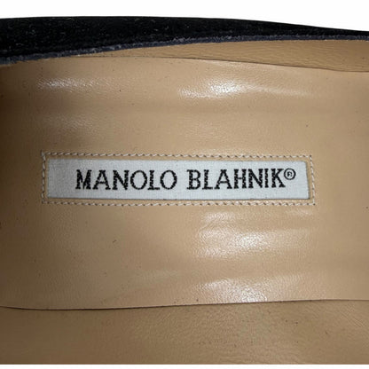 Manolo Blahnik Criss Cross Pointed Toe Suede Pump Black Size 40