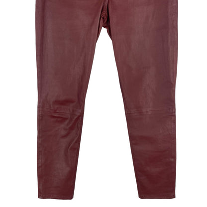 Rag & Bone Nina Lamb Leather High Rise Skinny Ankle Pants Brown Red Size 28