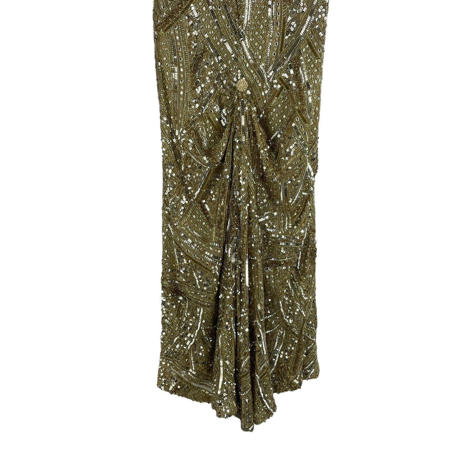 Ashley Lauren Sequin Open Back Evening Gown Formal Dress Gold Size 6