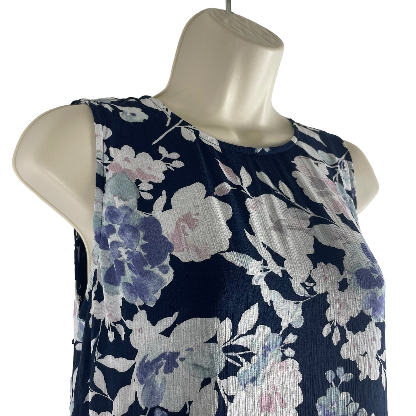 J. Jill Floral Printed Gauze Ruffle Hem Midi Dress Navy Blue Size XSP