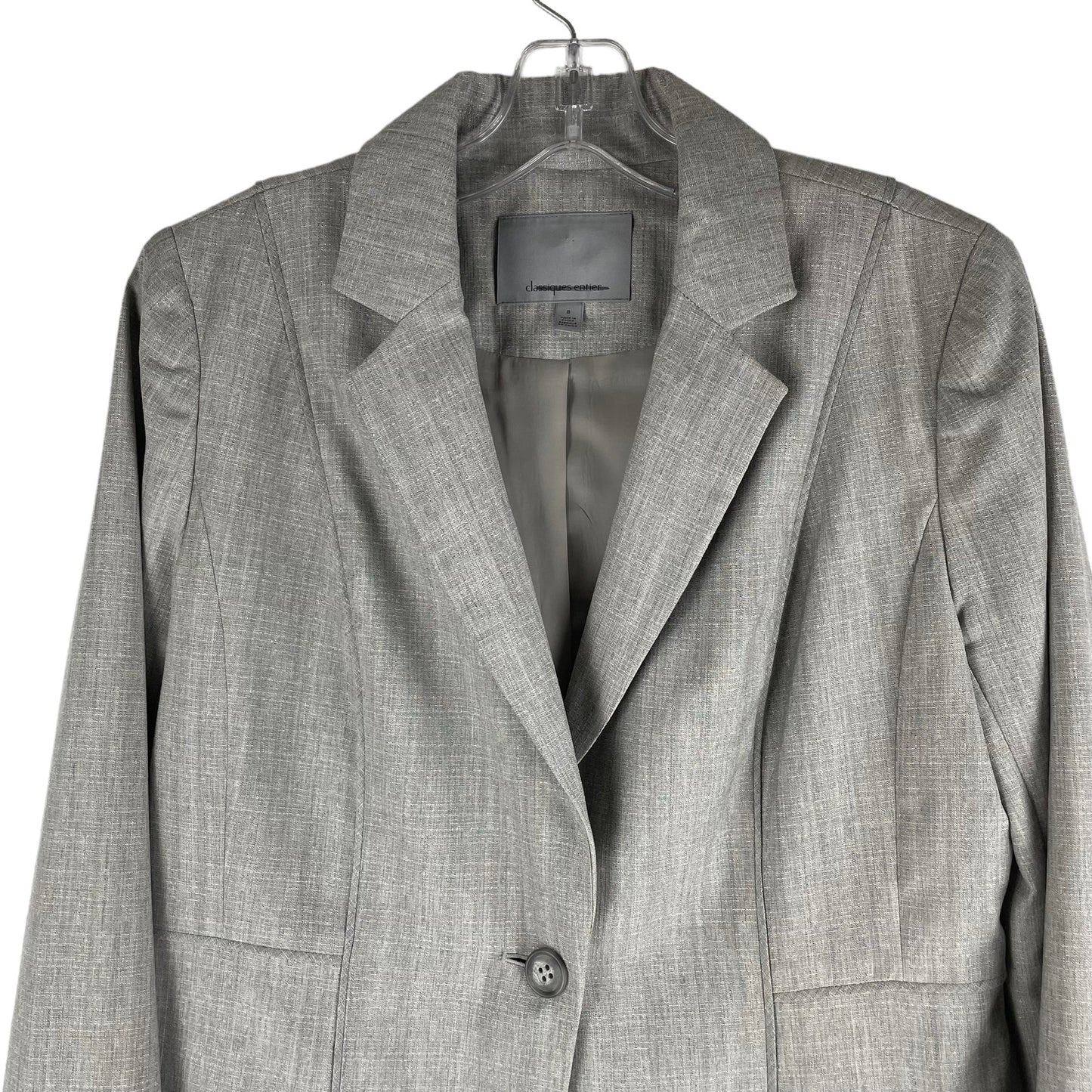 Classiques Entier Wool Blazer Jacket Suit One Button Light Gray Size 8