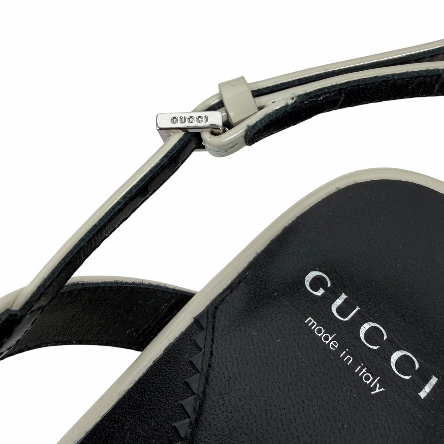 Gucci Divine Horsebit Slingback Flat Sandal Mystic White Size 37.5