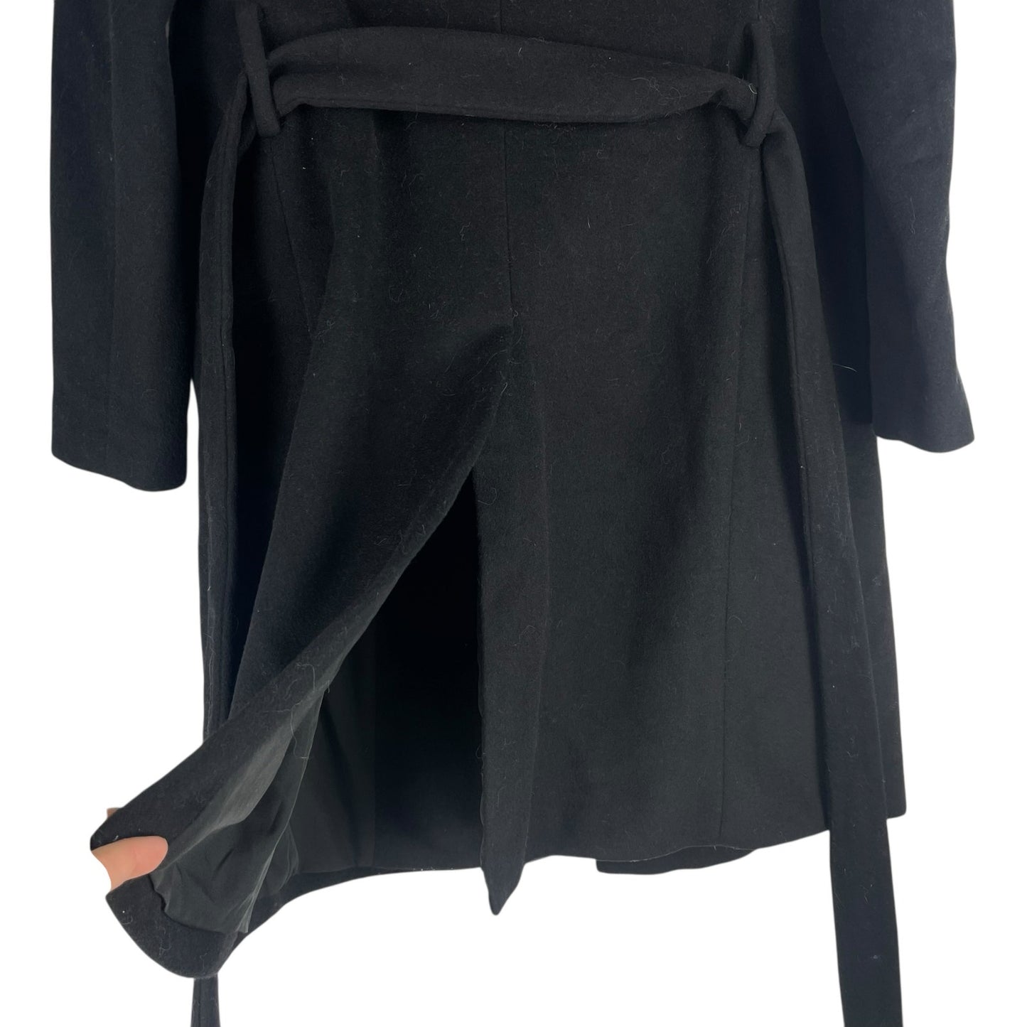 Ann Taylor Funnel Neck Wool Blend Belted Coat Black Size XSP