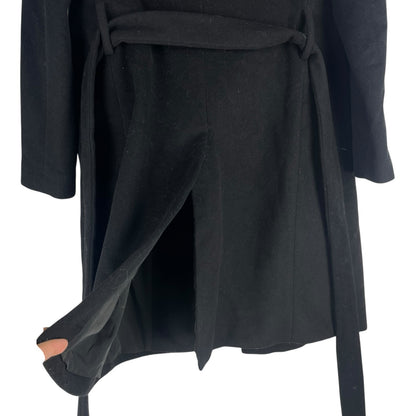 Ann Taylor Funnel Neck Wool Blend Belted Coat Black Size XSP