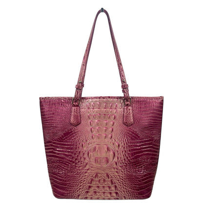 Brahmin Asher Tote Bag Shoulder Bag Magenta Ombre Melbourne Leather Pink