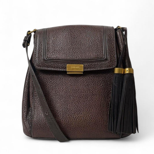 Brahmin Margo Tassel Flap Crossbody Bag Solid Chocolate Brown