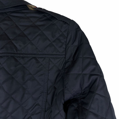 Burberry Ashurst Diamond Quilted Jacket Check Lining Dark Blue Size XS