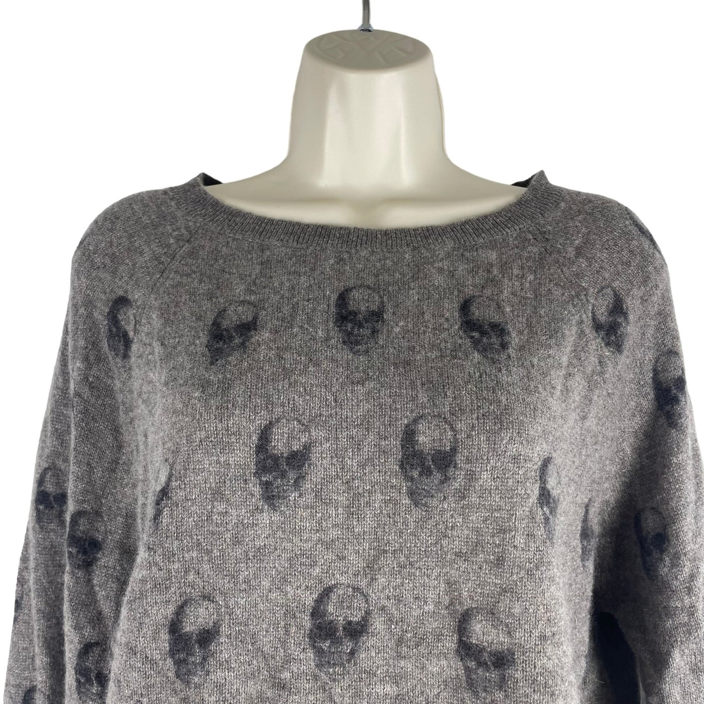 360 Cashmere Cara Jack Crew Neck Skull Sweater Dark Brown Size XS