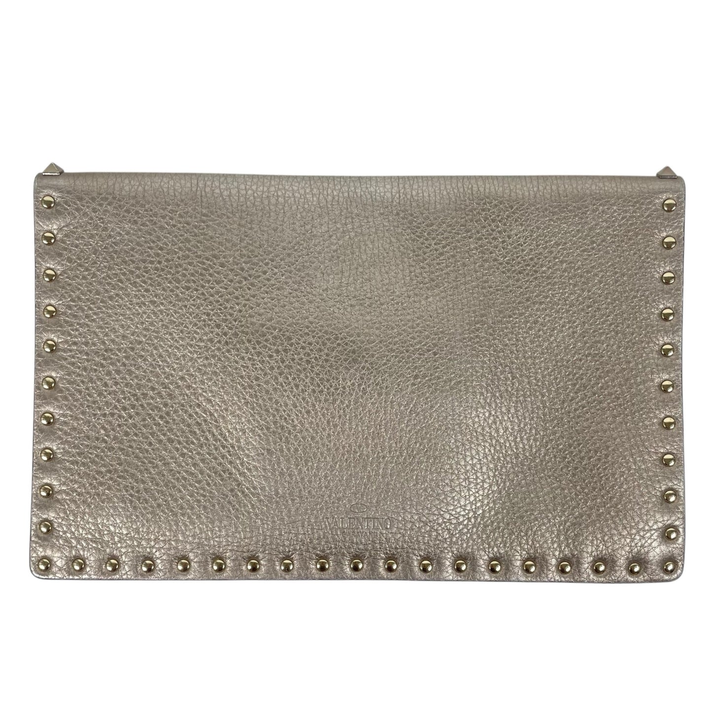Valentino Garavani Rockstud Large Metallic Envelop Clutch Bag Bronze