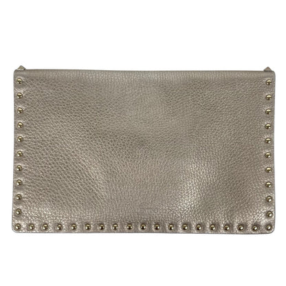 Valentino Garavani Rockstud Large Metallic Envelop Clutch Bag Bronze
