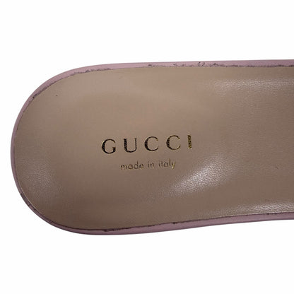 Gucci Interlocking G Cutout Leather Slide Flat Sandal Pink Size 37.5