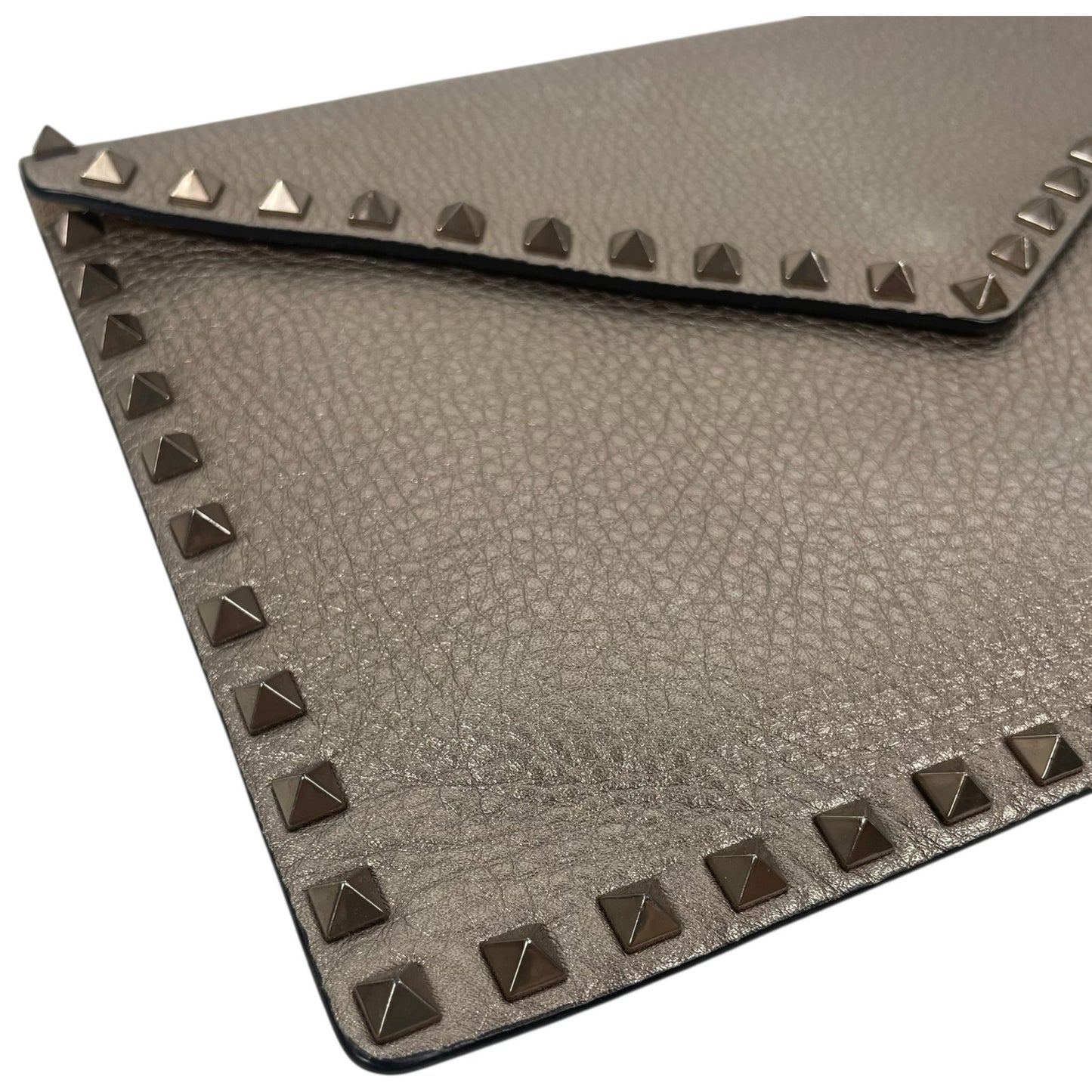Valentino Garavani Rockstud Large Metallic Envelop Clutch Bag Bronze