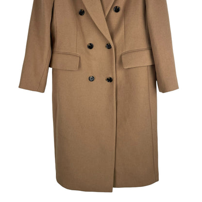 Mango MNG Tailored Double Breasted Wool Coat Camel Brown Size XL