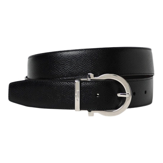 Salvatore Ferragamo Gancini Reversible Leather Belt Black Size 100/ 40"