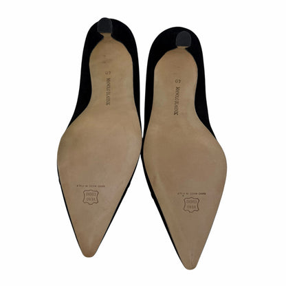 Manolo Blahnik Criss Cross Pointed Toe Suede Pump Black Size 40