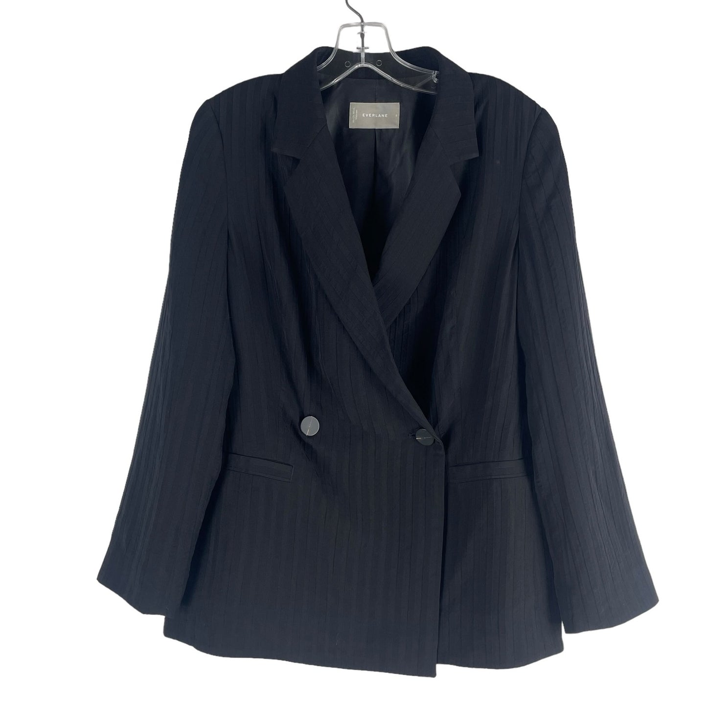 Everlane The Drapey City Striped Blazer Double Breasted Black Size 6