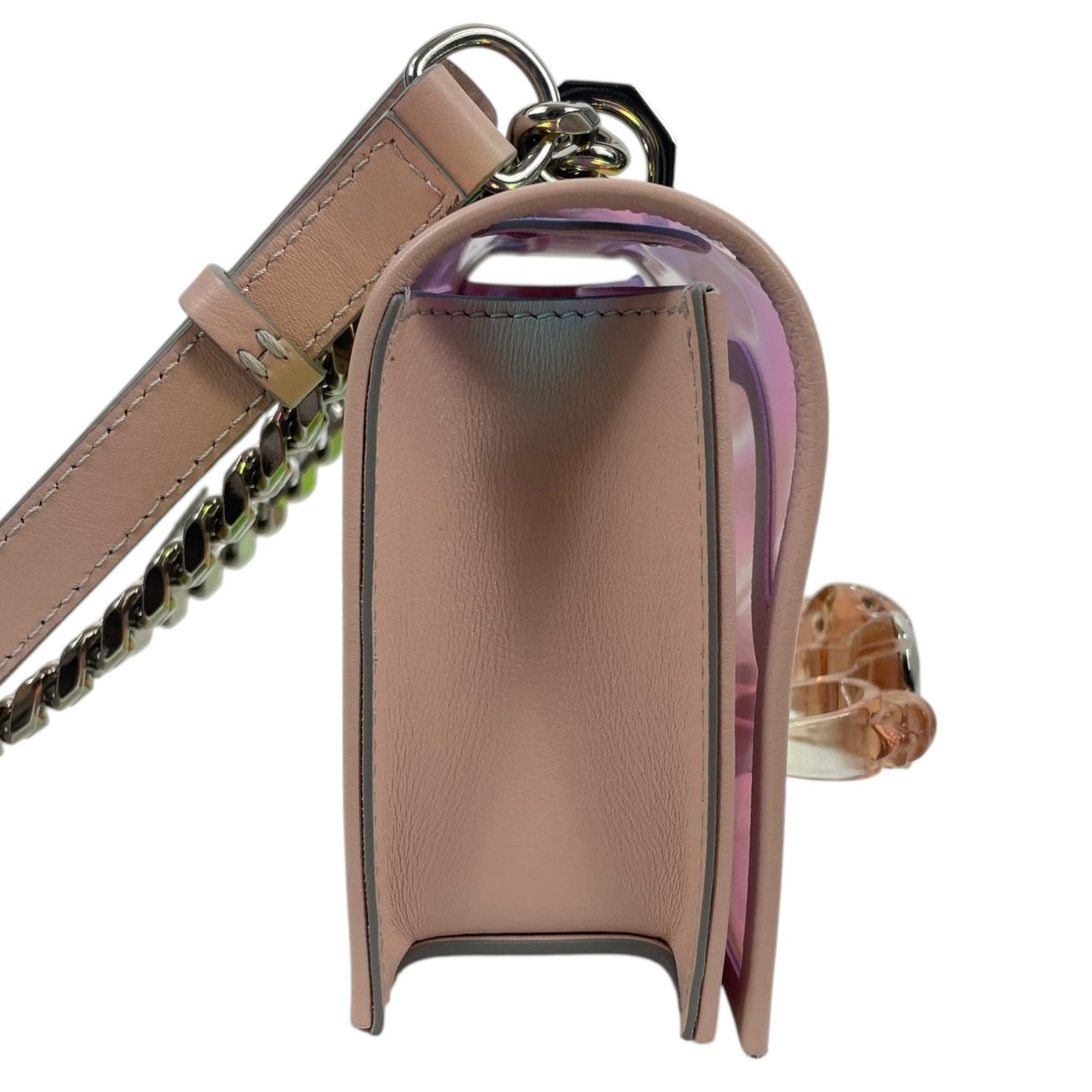 Alexander McQueen Mini Jewelled Crossbody Bag Holographic Pink PVC Leather