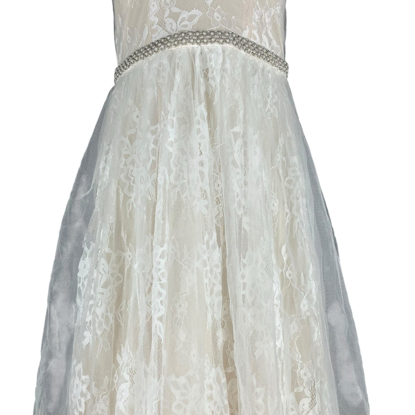 Lulu's Sweet Love Lace Beaded Bridal Dress Wedding Ivory White Size S