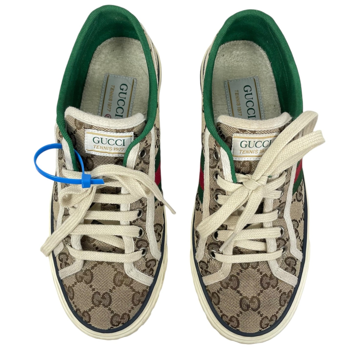 Gucci GG 1977 Tennis Sneakers Lace Up Beige Ebony Original Size 37