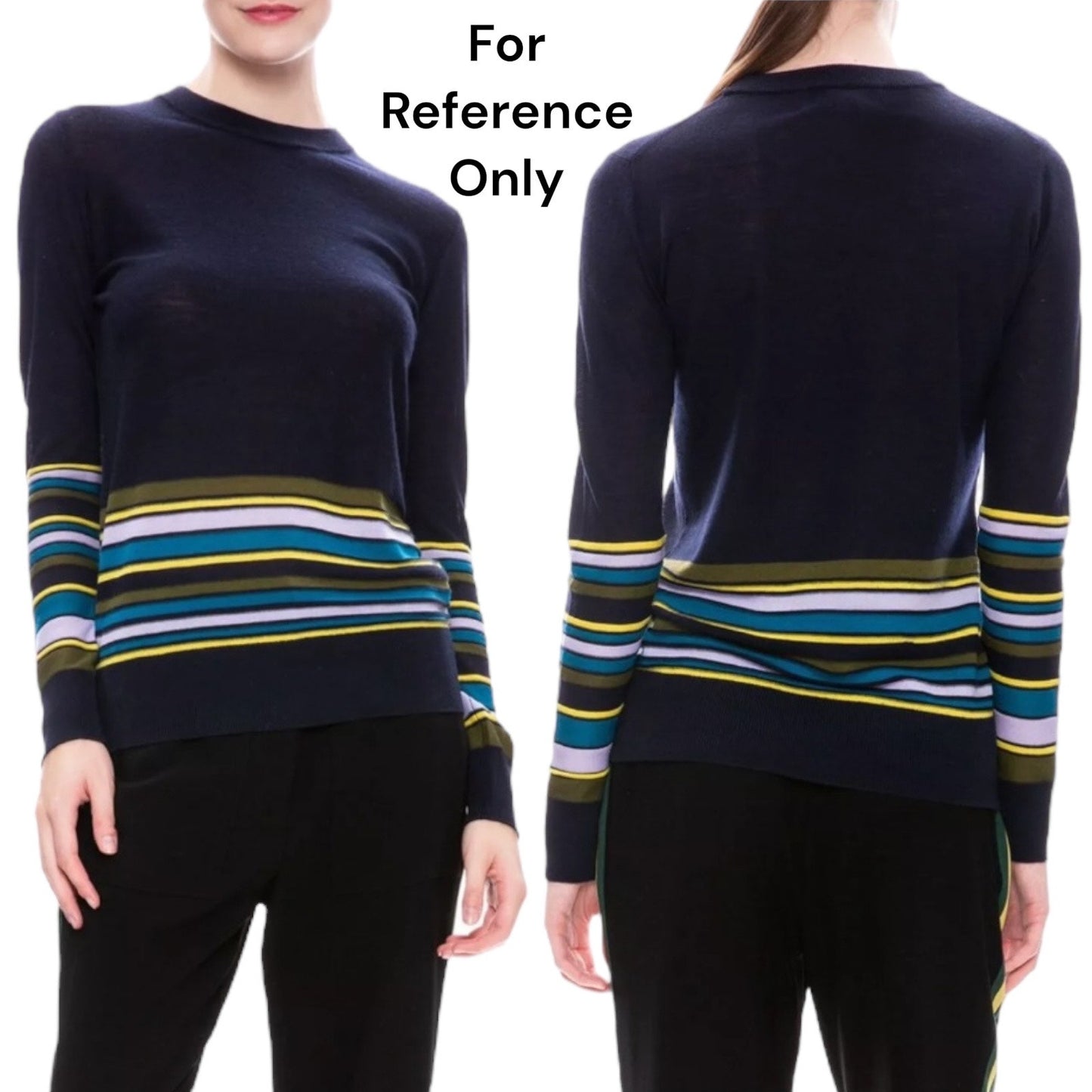 Derek Lam 10 Crosby Cashmere Silk Blend Striped Sweater Blue Size XS