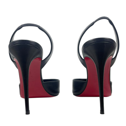 Christian Louboutin O Kate 100 Slingback Black Leather Pumps Size 37