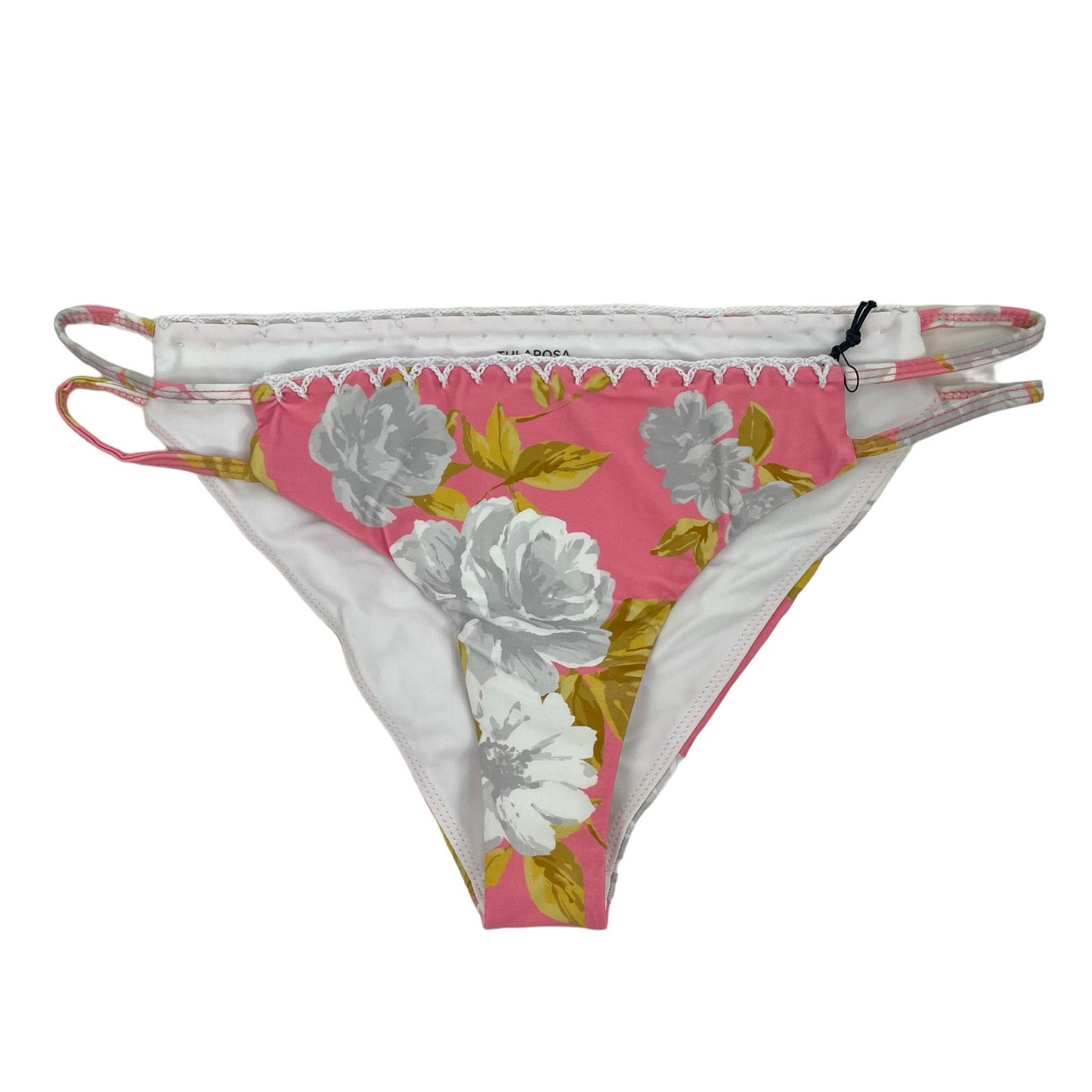 Tularosa Mateo Floral Swim Bikini Bottom Side Cutout Pink Size M