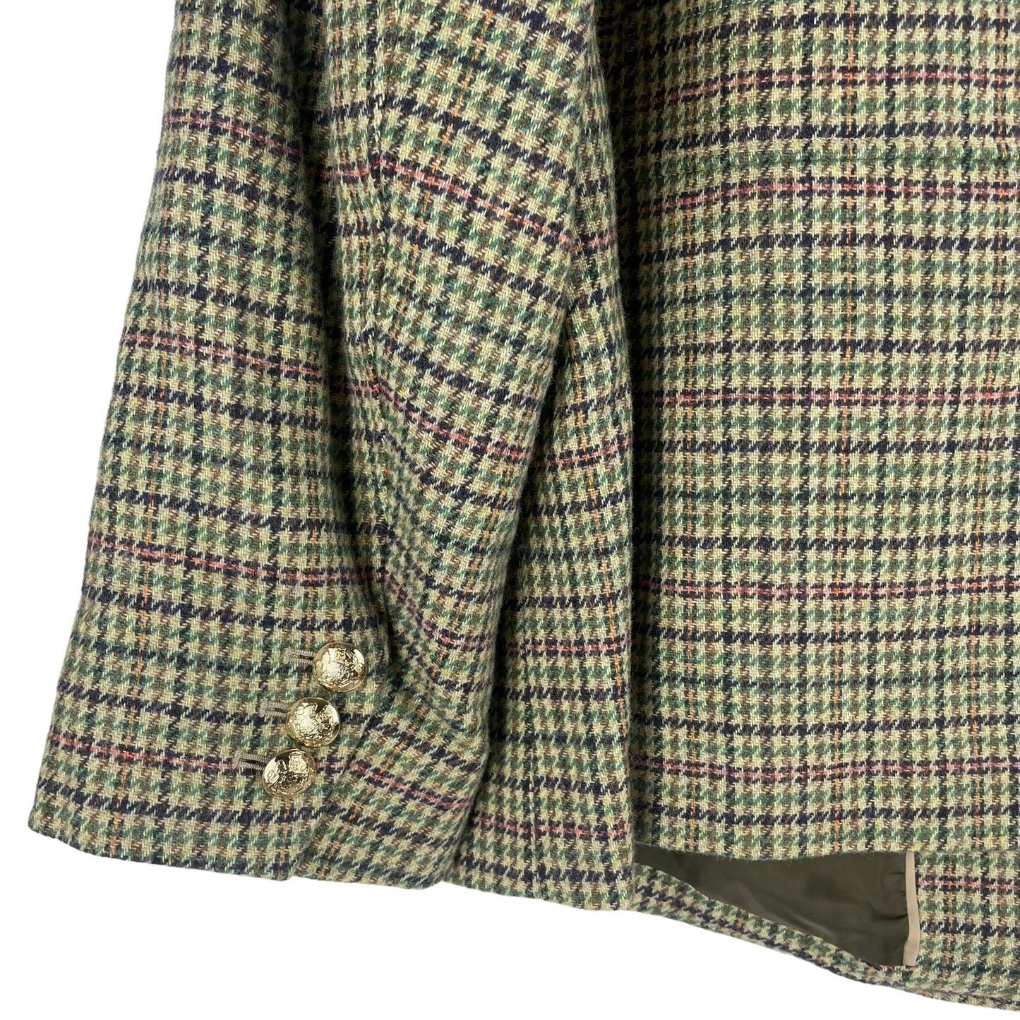 Talbots Classic Shetland Blazer Rustling Plaid Green Pink Size 16W