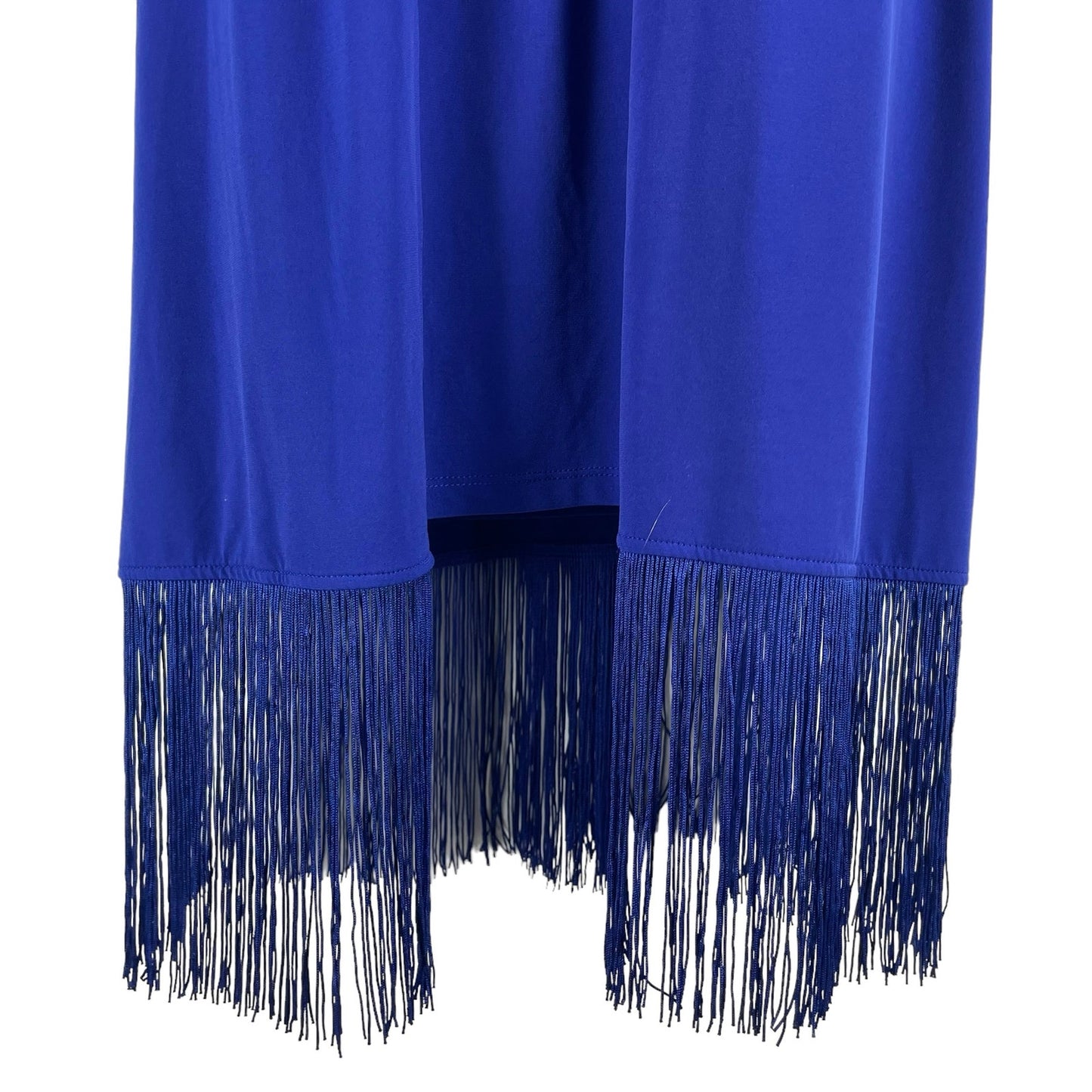 Chico's Fringed Hem Halter Neck Midi Dress Blue Size 2P/ LP