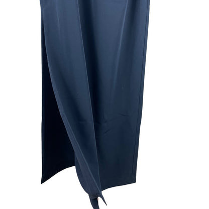 Kay Unger Garbo Gathered Column Gown Short Sleeve Carbon Blue Size 8