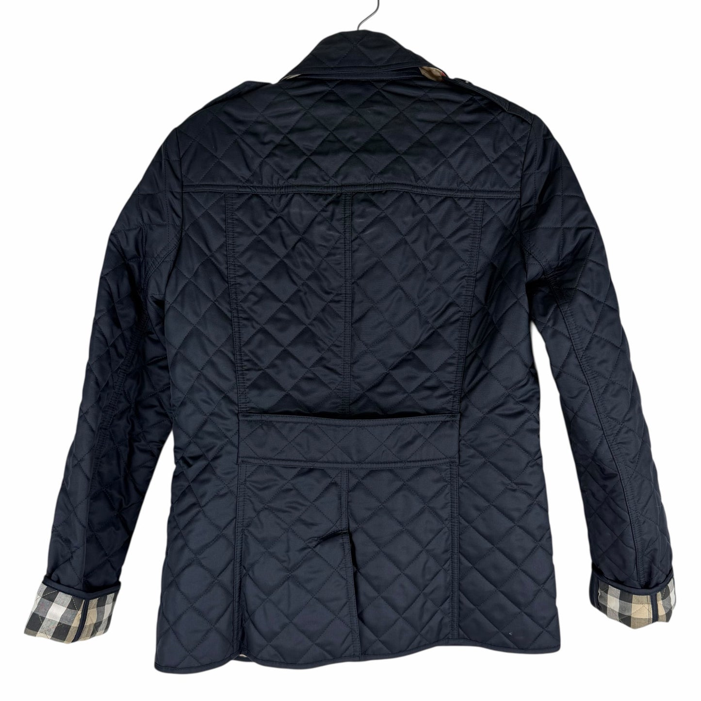 Burberry Ashurst Diamond Quilted Jacket Check Lining Dark Blue Size XS