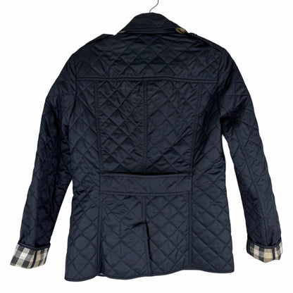 Burberry Ashurst Diamond Quilted Jacket Check Lining Dark Blue Size XS