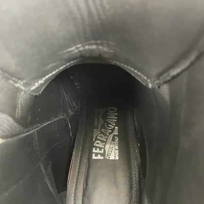 Salvatore Ferragamo Vara bow Lace Up Leather Combat Boots Black Size 9.5