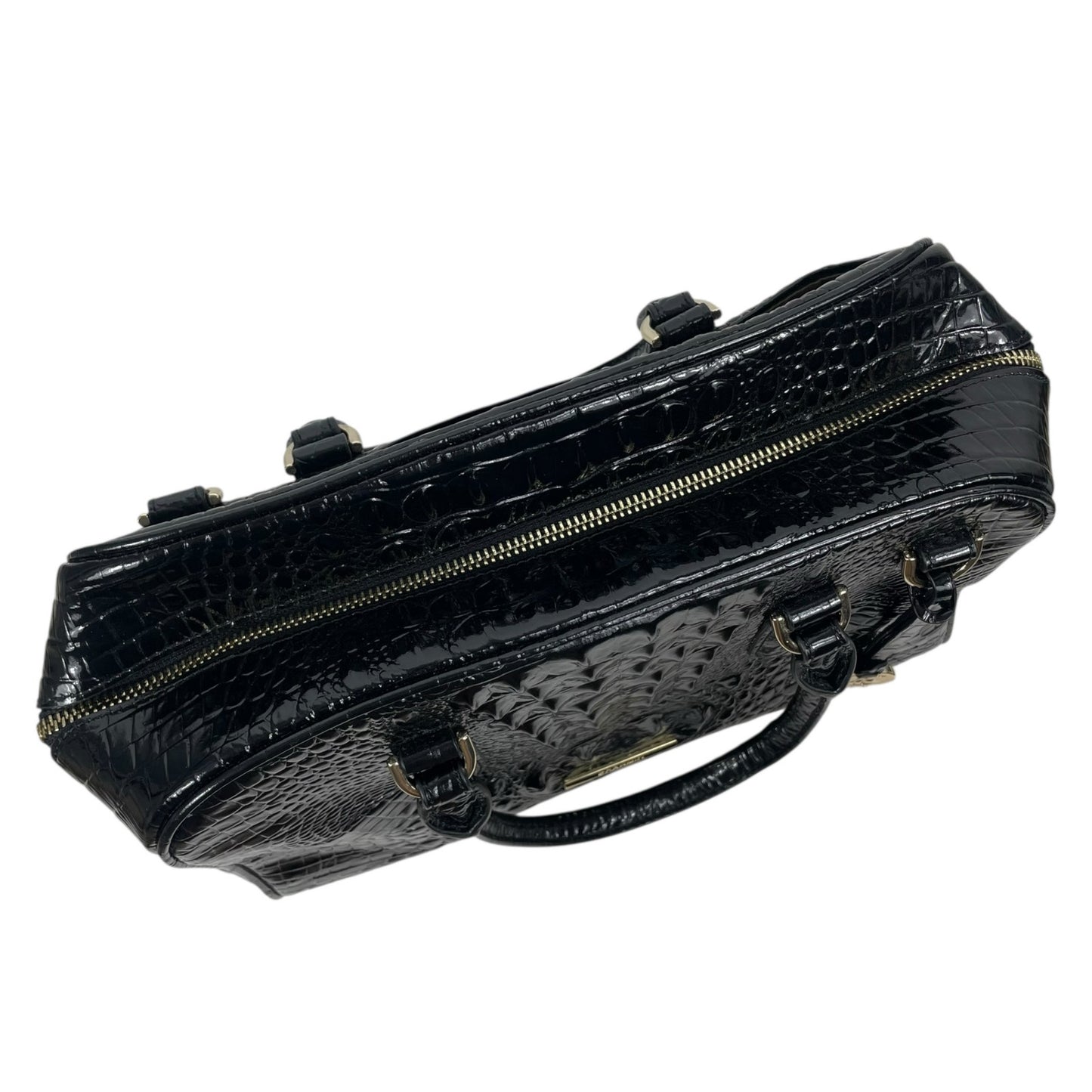 Brahmin Marissa Leather Satchel Bag Black Alden Road Croc